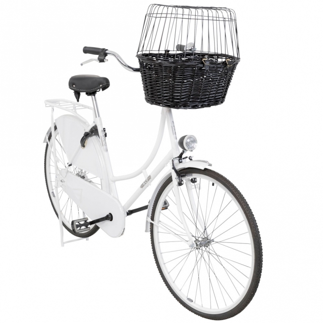 Trixie Fahrradkorb aus Weide mit Gitter - schwarz