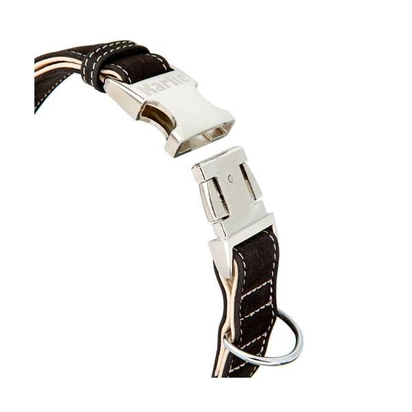 Karlie Buffalo Ultra Halsband - Schwarz/Hellbeige - 40 mm / 55-75 cm