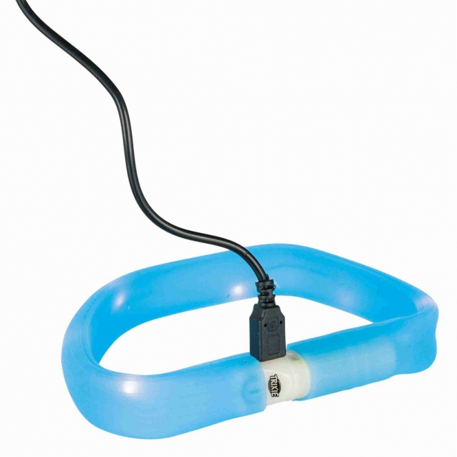 Trixie Flash Leuchtband USB - extra breit - blau / 50 cm