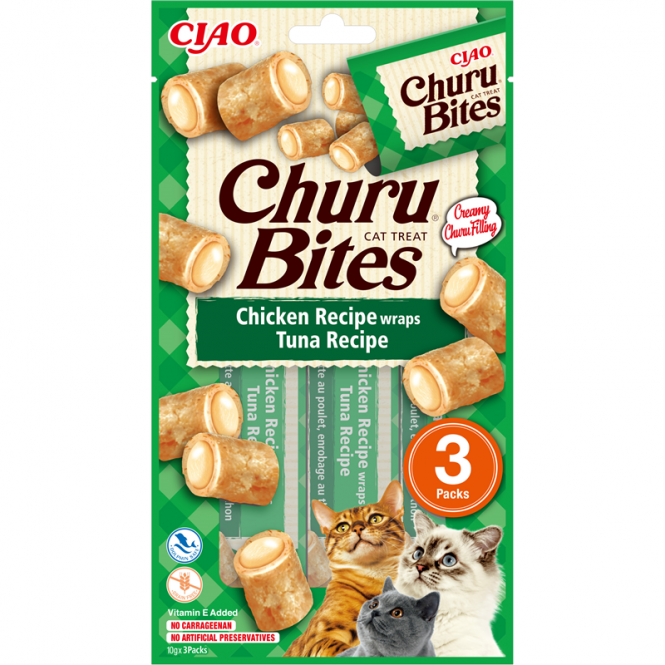 Inaba Churu Cat Snack Bites Huhn & Thunfisch 3x10g